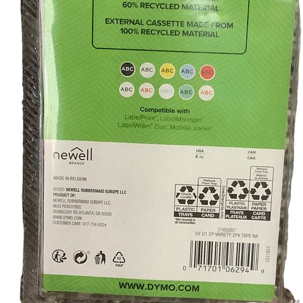 DYMO Label Tape Refill 1/2 In x 23 Ft & 1/2 In x 10 Ft D1 Series Compatible‎ NEW - Picture 3 of 4